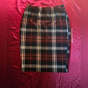 SHEIN Curve Plaid Pencil Skirt in red and yellow